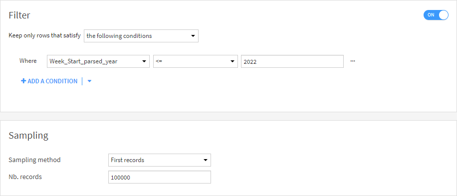 Dataiku Time Series-Filter Step